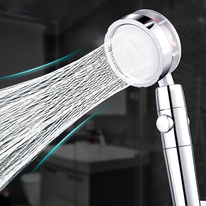 360° Shower Boost Turbo High Pressure Fan Shower Head - No Hose or Mounting Kit - Sterl Silver