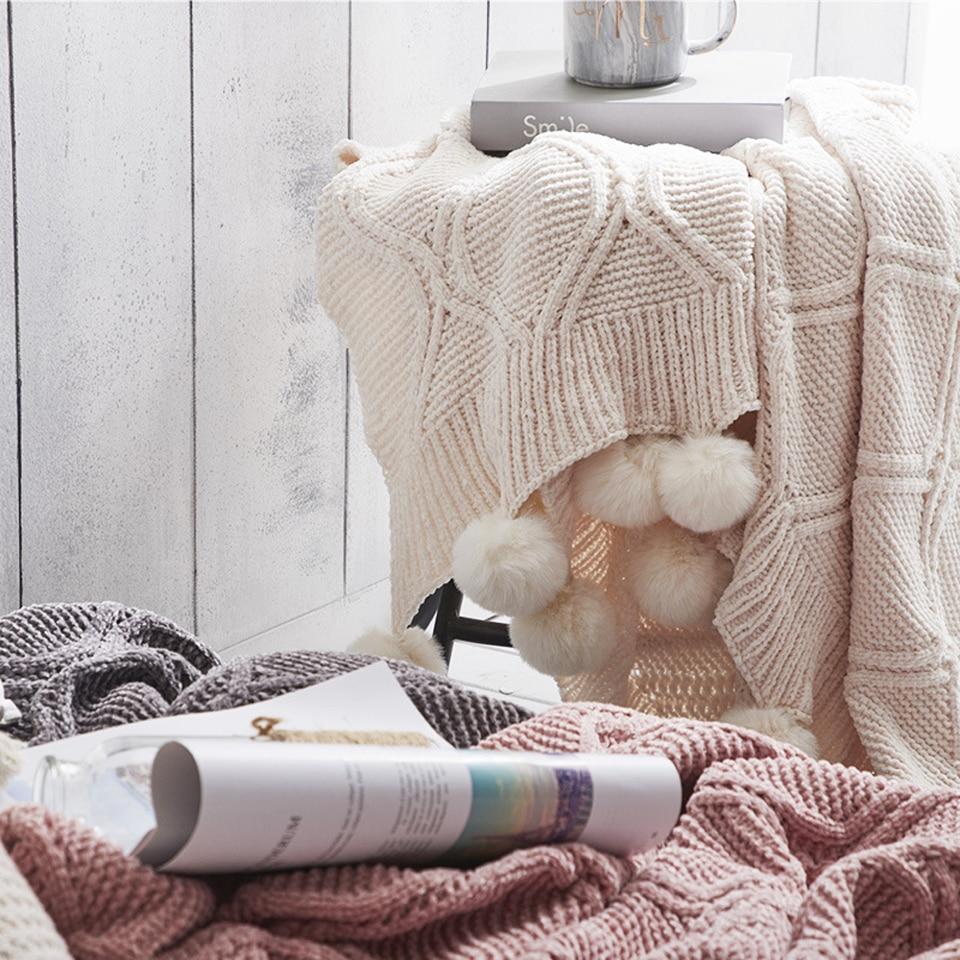 Boho Chic Knitted Bells Blanket | Chenille Crochet Warm Throw Bedspread | Manta Decor - Sterl Silver