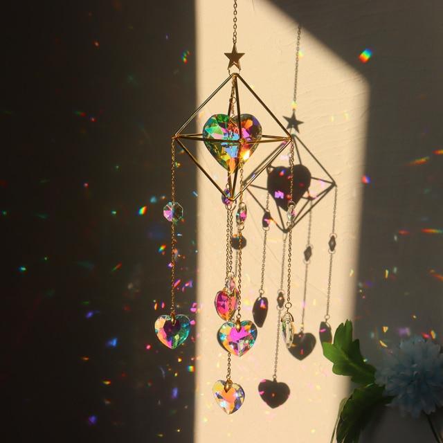 Crystal Hanging Chandelier | Handmade Prism Pendant - Sterl Silver