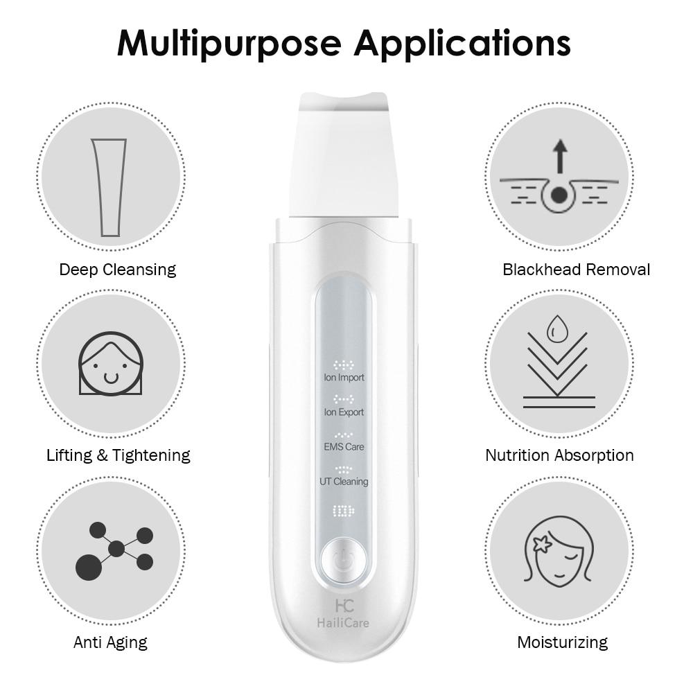 Handheld EMS +Ion Microcurrent Ultrasonic Deep Pore Cleansing Machine - Sterl Silver