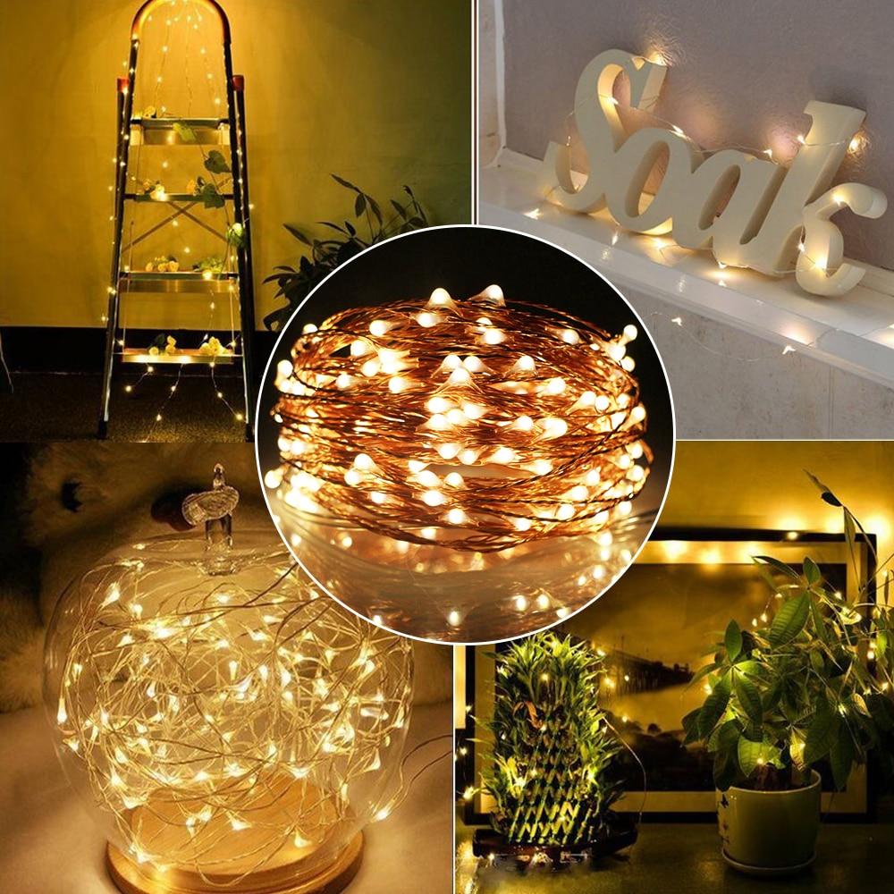 LED Fairy Lights Copper Wire String Light Waterproof USB Plug 16.5FT/33FT/66FT - Sterl Silver