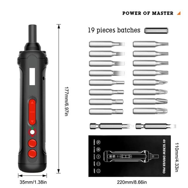 QuickDrill Handheld Electric Screwdriver with LED Light + 19pcs Screwdriver Bits - Sterl Silver